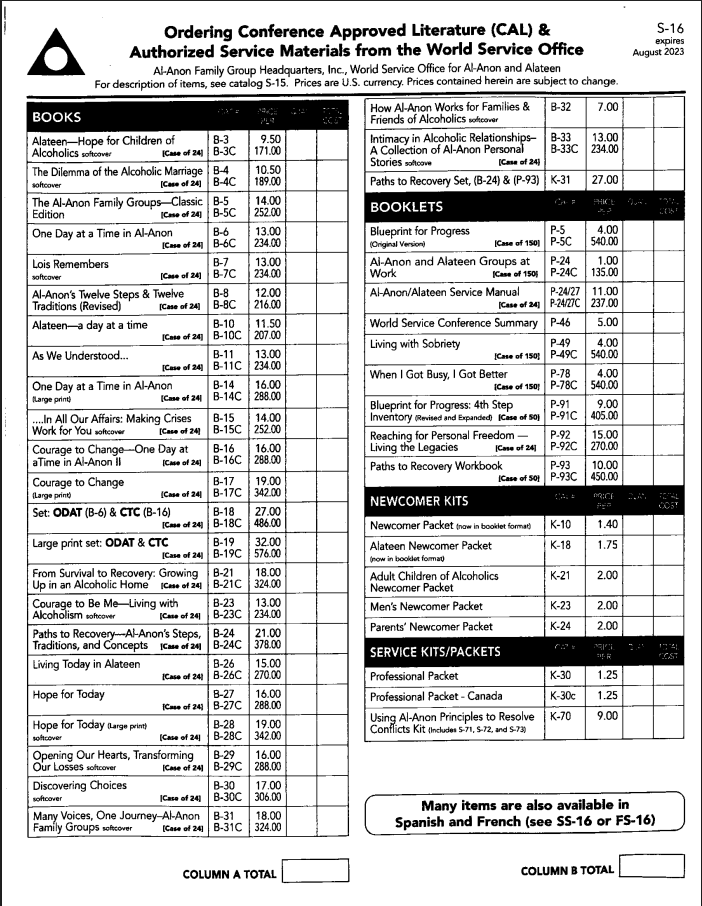 WSO individual order form